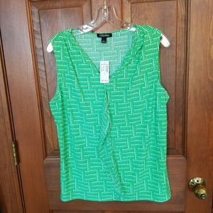 NWT Dress Barn sleeveless L green blouse